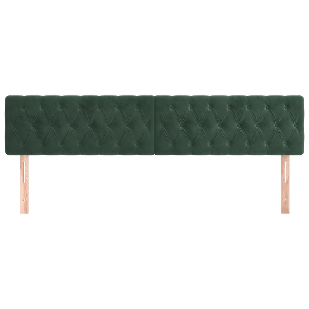 Têtes de lit 2 pcs Vert foncé 90x7x78/88 cm Velours