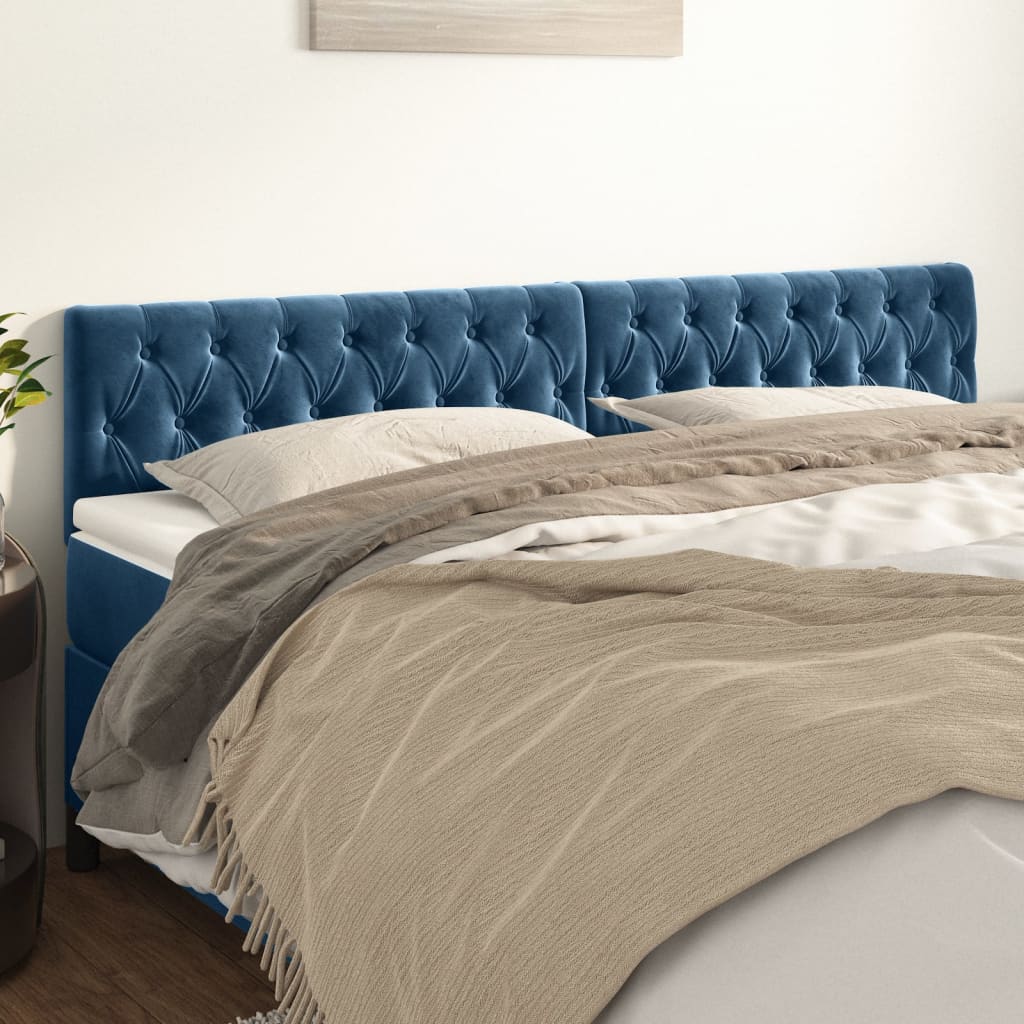 Têtes de lit 2 pcs Bleu foncé 100x7x78/88 cm Velours