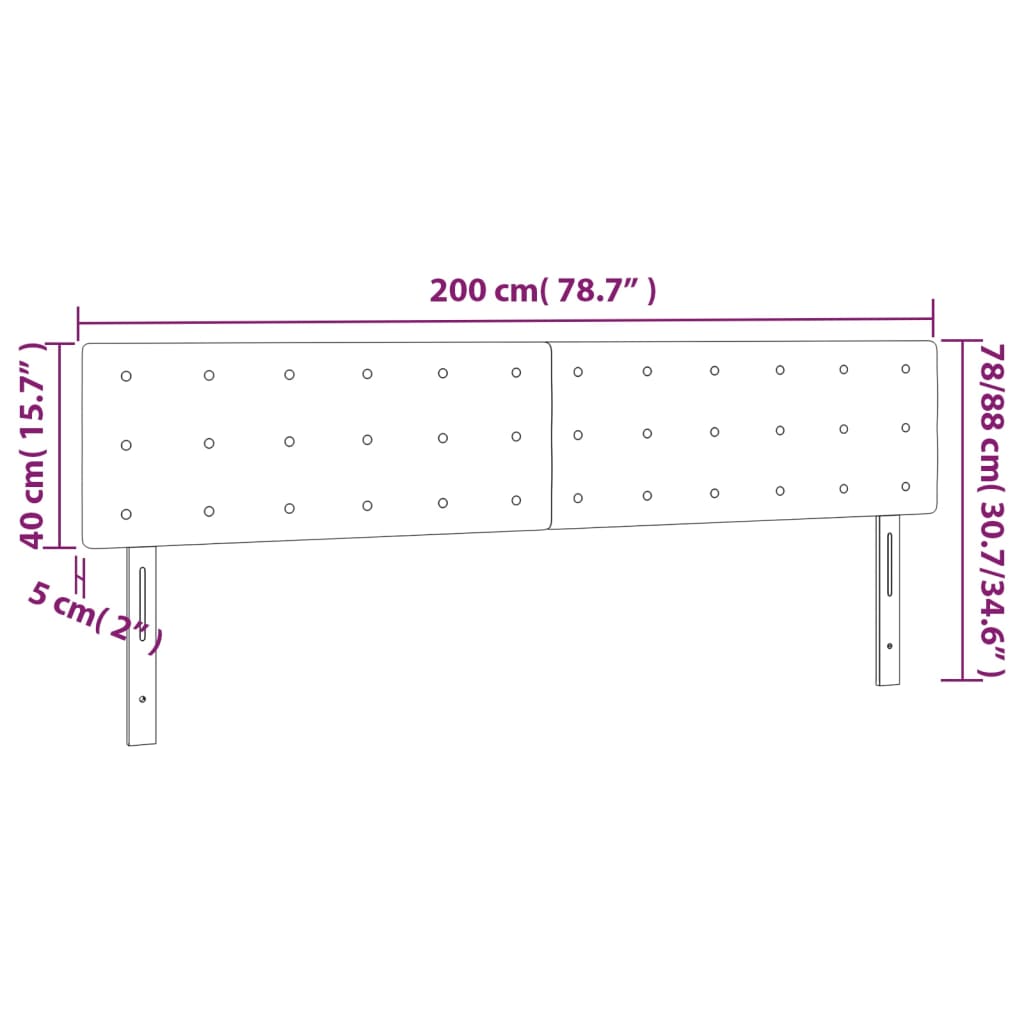 Têtes de lit 2 pcs Noir 100x5x78/88 cm Similicuir