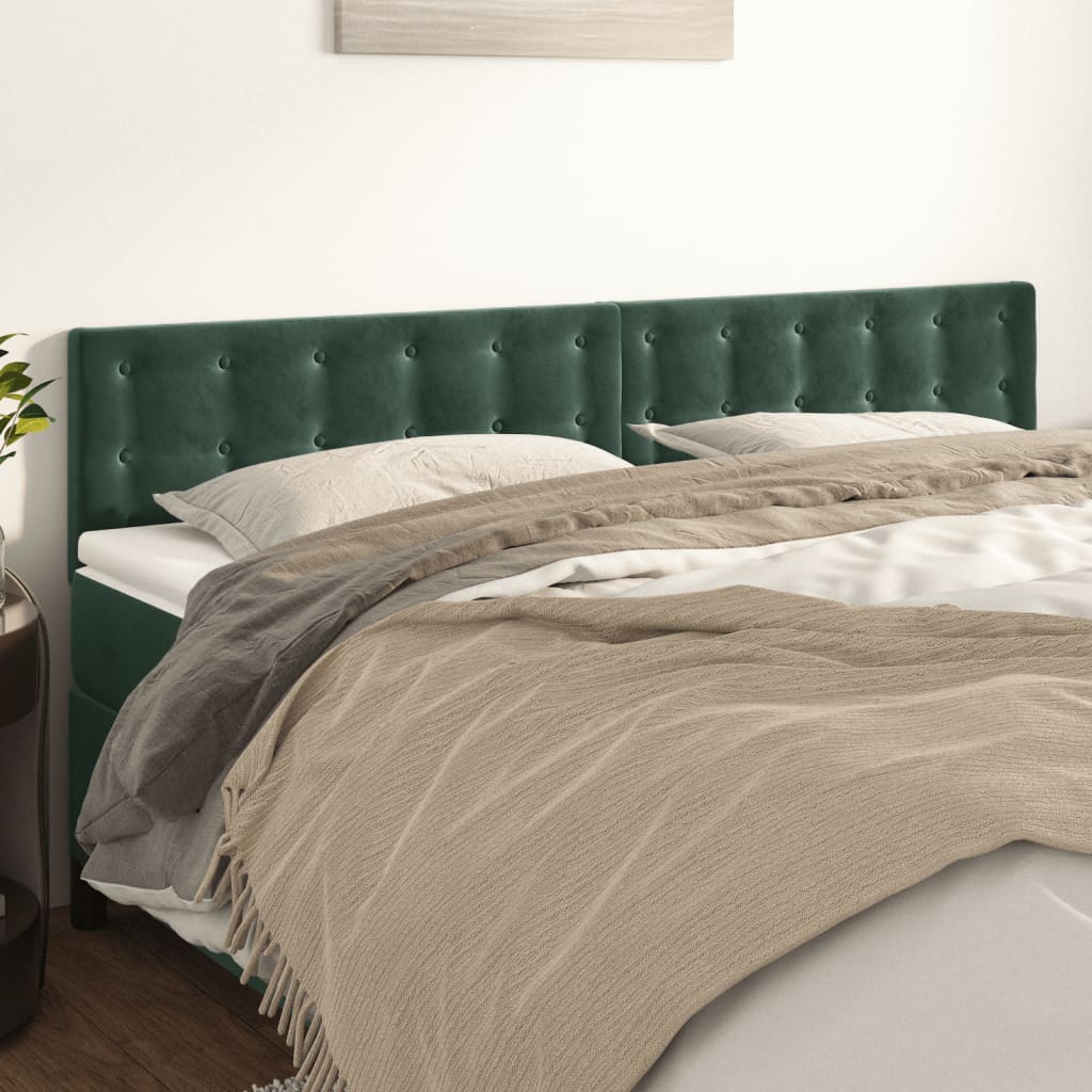 Têtes de lit 2 pcs Vert foncé 100x5x78/88 cm Velours