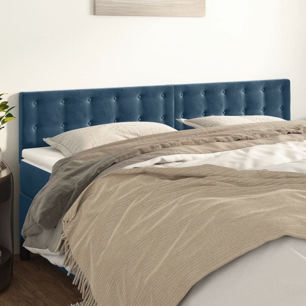 Têtes de lit 2 pcs Bleu foncé 100x5x78/88 cm Velours