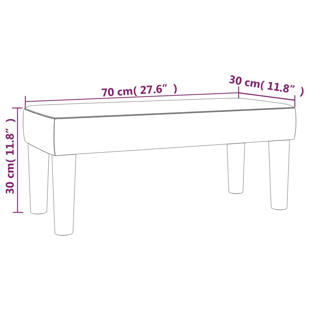 Banc Gris clair 70x30x30 cm Velours