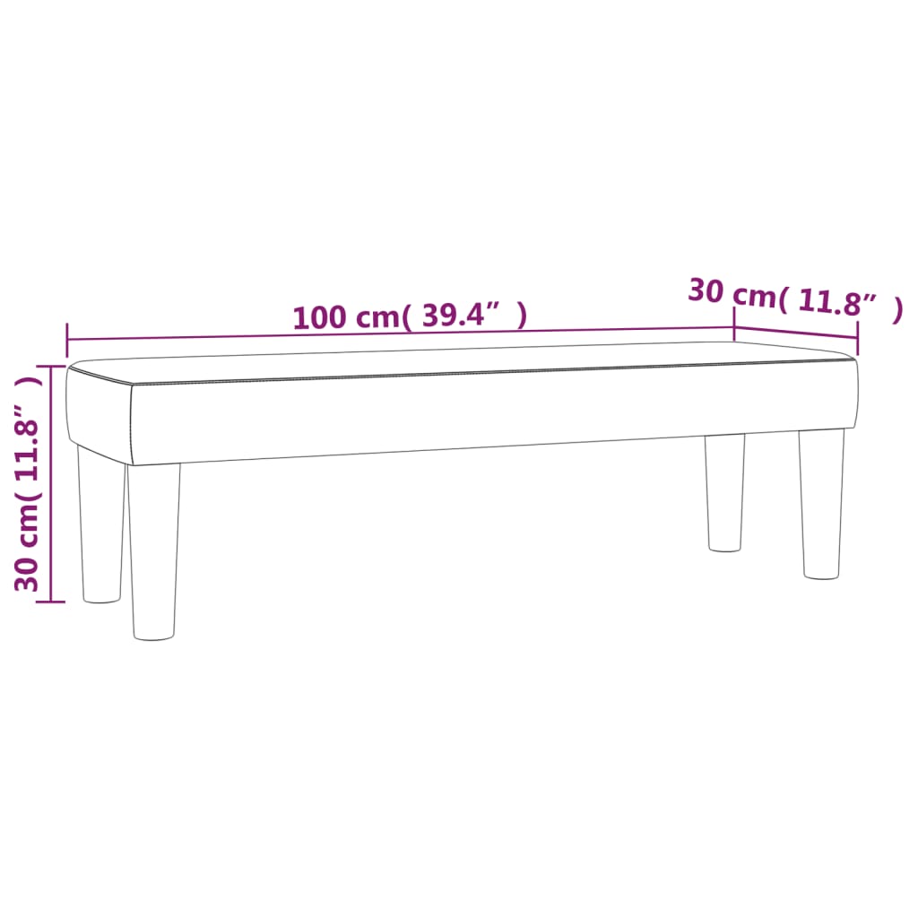 Banc Gris foncé 100x30x30 cm Tissu