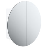 Armoire de salle de bain miroir rond et LED Blanc 40x40x17,5 cm