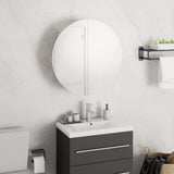 Armoire de salle de bain miroir rond et LED Blanc 40x40x17,5 cm