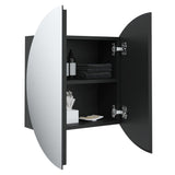 Armoire de salle de bain miroir rond et LED Noir 40x40x17,5 cm