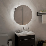 Armoire de salle de bain miroir rond et LED Gris 40x40x17,5 cm