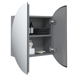 Armoire de salle de bain miroir rond et LED Gris 40x40x17,5 cm