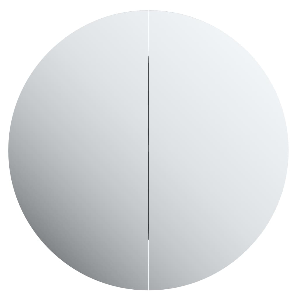 Armoire de salle de bain miroir rond et LED Gris 40x40x17,5 cm