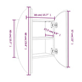 Armoire de salle de bain miroir rond et LED Gris 40x40x17,5 cm