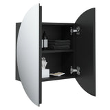 Armoire de salle de bain miroir rond et LED Noir 47x47x17,5 cm