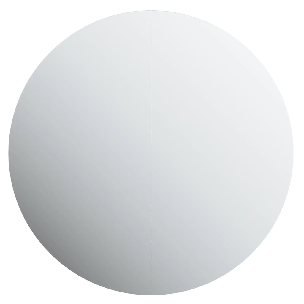 Armoire de salle de bain miroir rond et LED Noir 47x47x17,5 cm