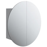 Armoire de salle de bain miroir rond et LED Gris 47x47x17,5 cm