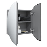 Armoire de salle de bain miroir rond et LED Gris 47x47x17,5 cm