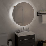 Armoire de salle de bain miroir rond et LED Chêne 47x47x17,5 cm