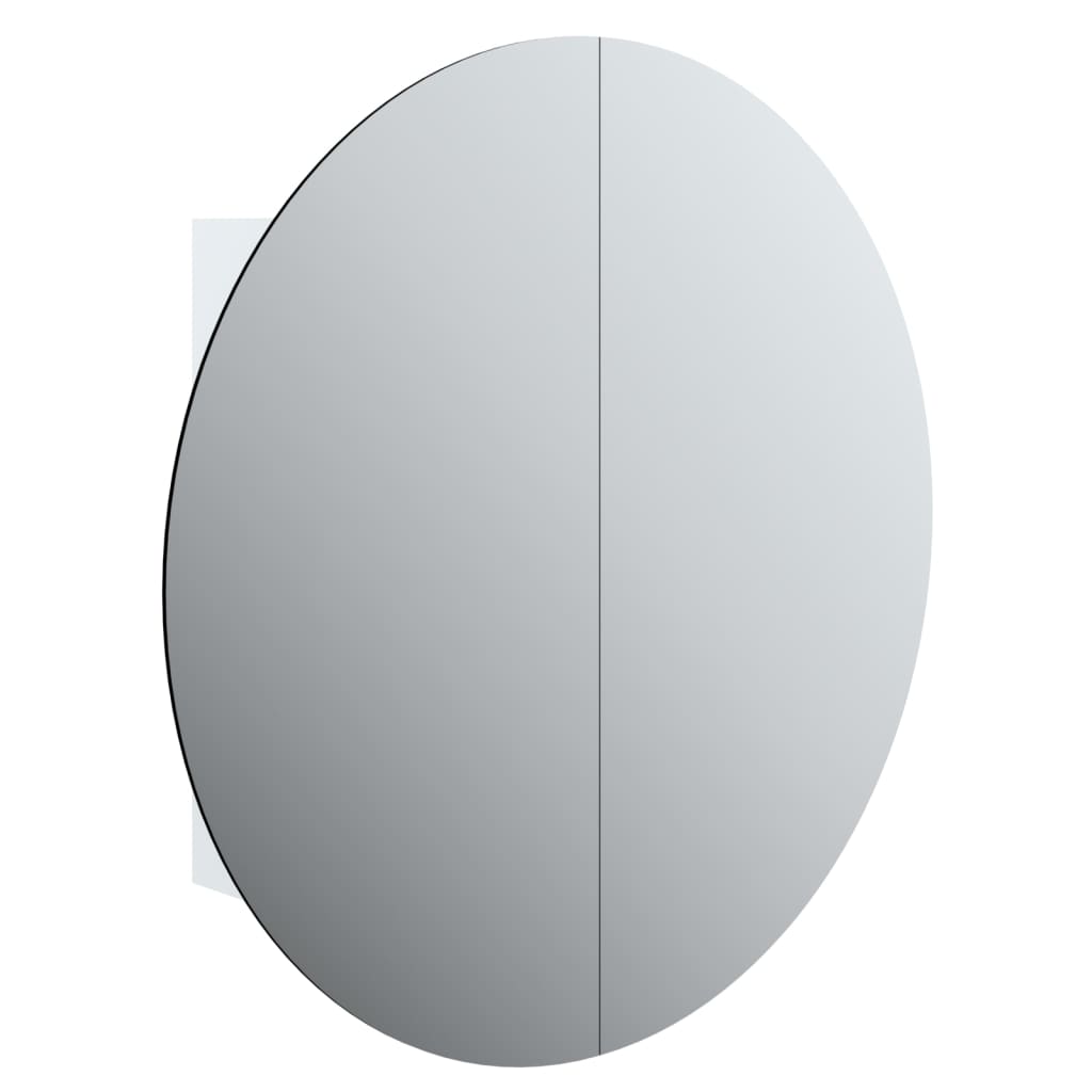 Armoire de salle de bain miroir rond et LED Blanc 54x54x17,5 cm