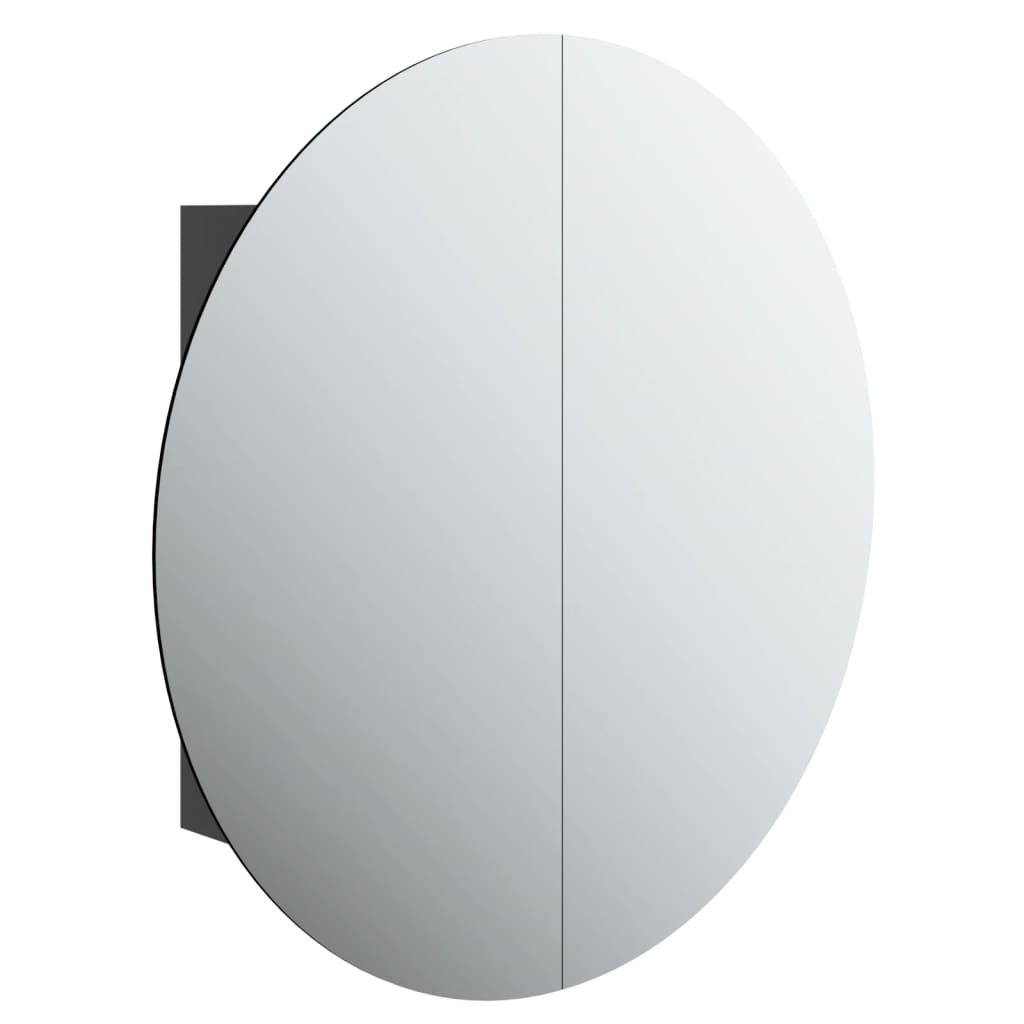 Armoire de salle de bain miroir rond et LED Noir 54x54x17,5 cm