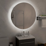 Armoire de salle de bain miroir rond et LED Noir 54x54x17,5 cm