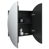 Armoire de salle de bain miroir rond et LED Noir 54x54x17,5 cm