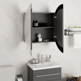 Armoire de salle de bain miroir rond et LED Gris 54x54x17,5 cm