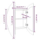 Armoire de salle de bain miroir rond et LED Chêne 54x54x17,5 cm