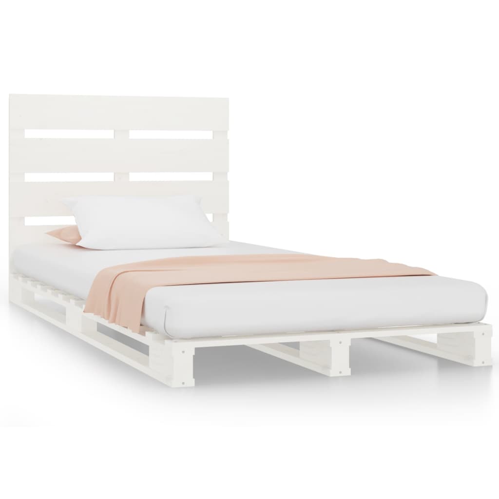 Cadre de lit sans matelas blanc 90x200 cm bois de pin massif