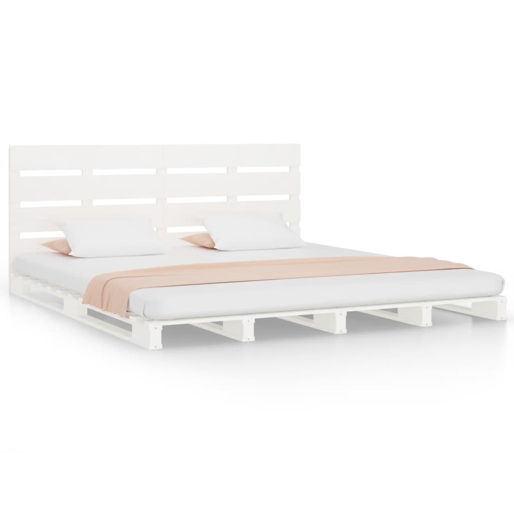 Cadre de lit sans matelas blanc 120x200 cm bois de pin massif