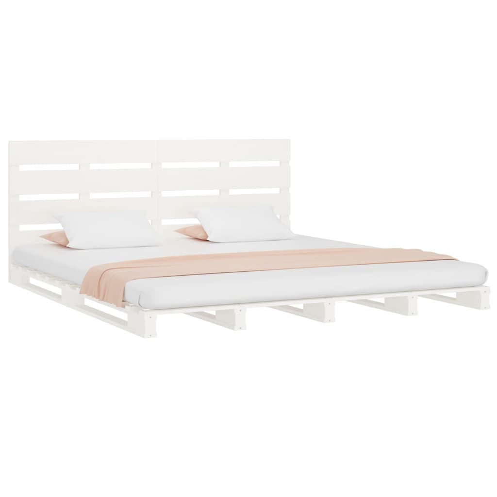 Cadre de lit sans matelas blanc 150x200 cm bois de pin massif