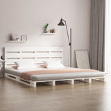 Cadre de lit sans matelas blanc 150x200 cm bois de pin massif