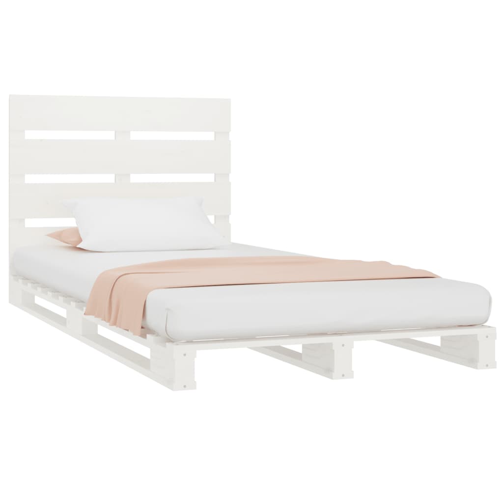 Cadre de lit sans matelas blanc 75x190 cm bois de pin massif