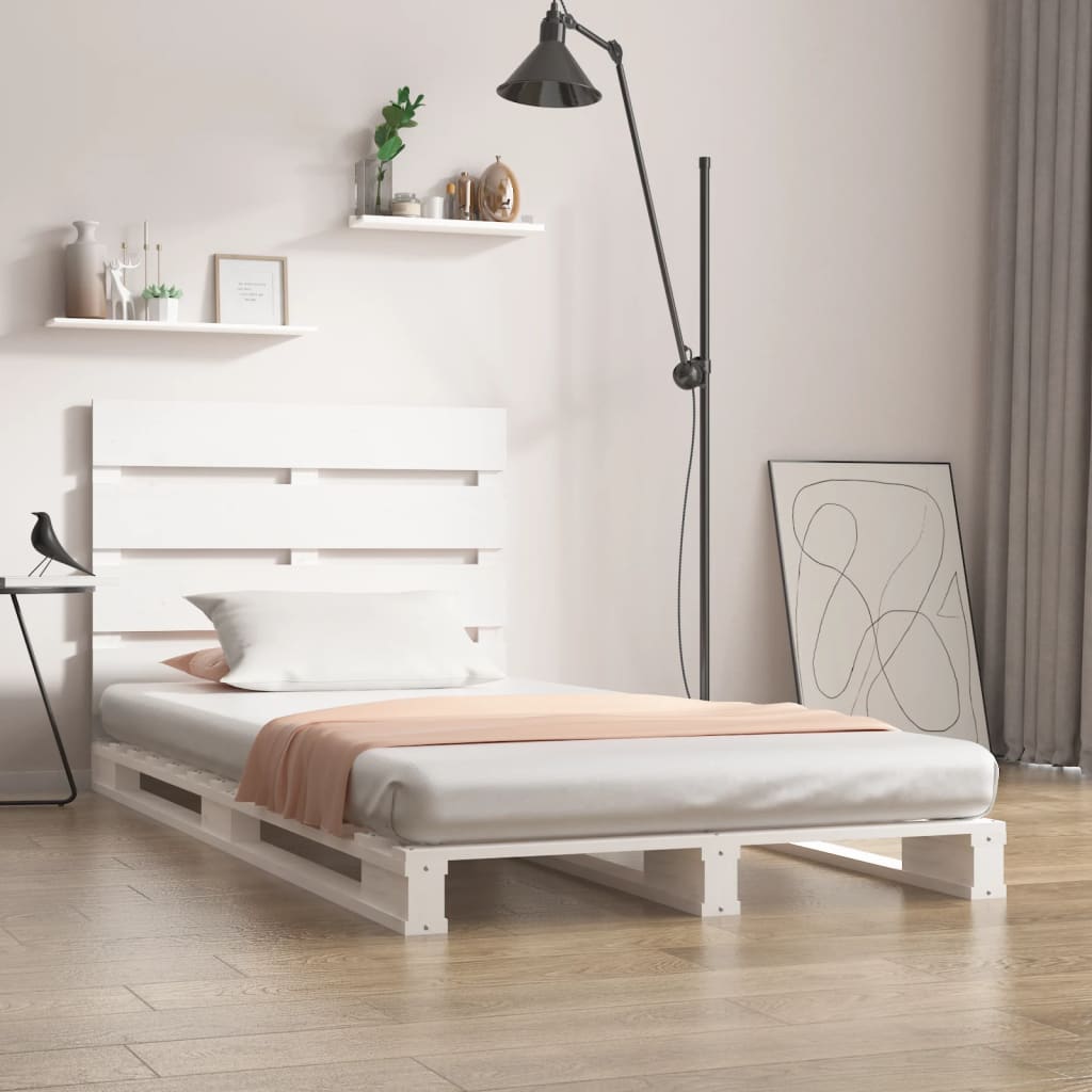 Cadre de lit sans matelas blanc 75x190 cm bois de pin massif