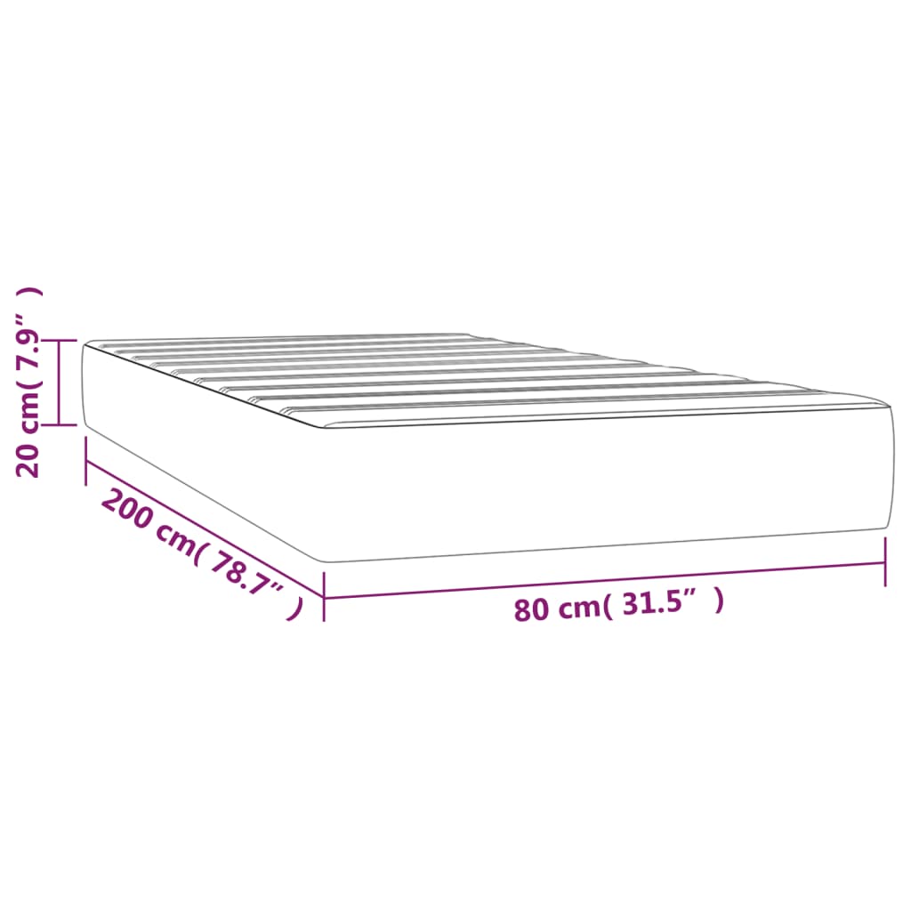 Matelas de lit à ressorts ensachés Gris clair 80x200x20cm Tissu