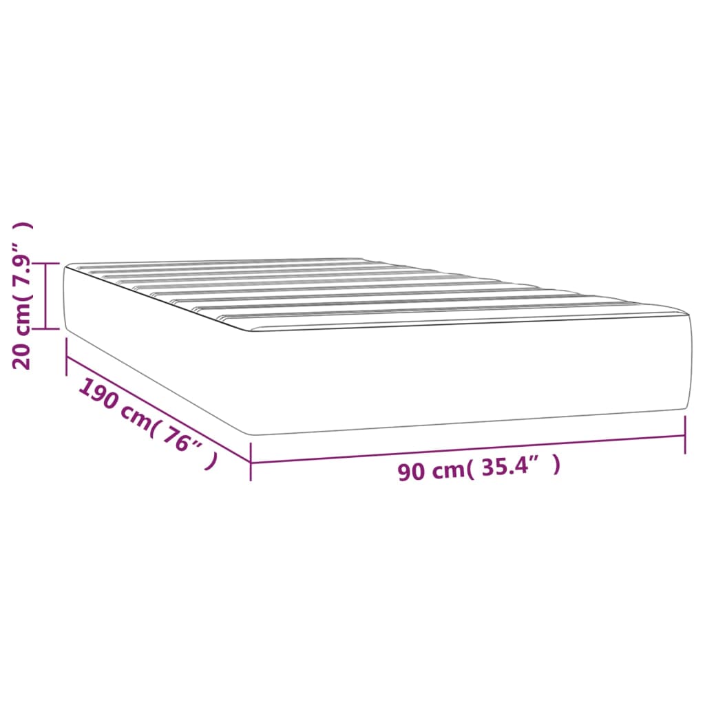 Matelas de lit à ressorts ensachés Gris foncé 90x190x20cm Tissu