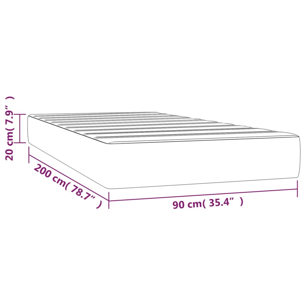 Matelas de lit à ressorts ensachés Gris clair 90x200x20cm Tissu