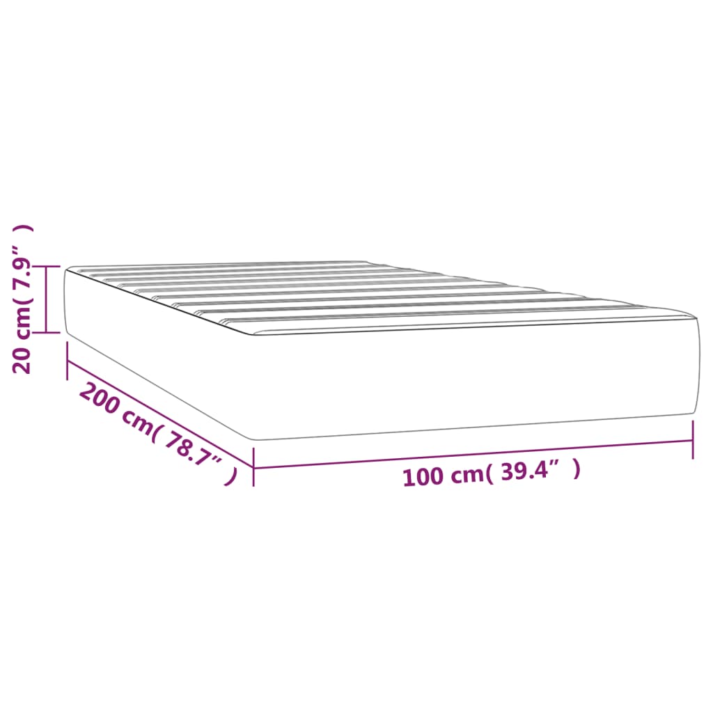 Pocket spring bed mattress Cream 100x200x20 cm Fabric