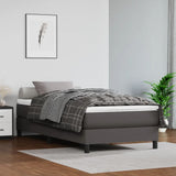 Pocket spring bed mattress Grey 100x200x20cm Faux leather