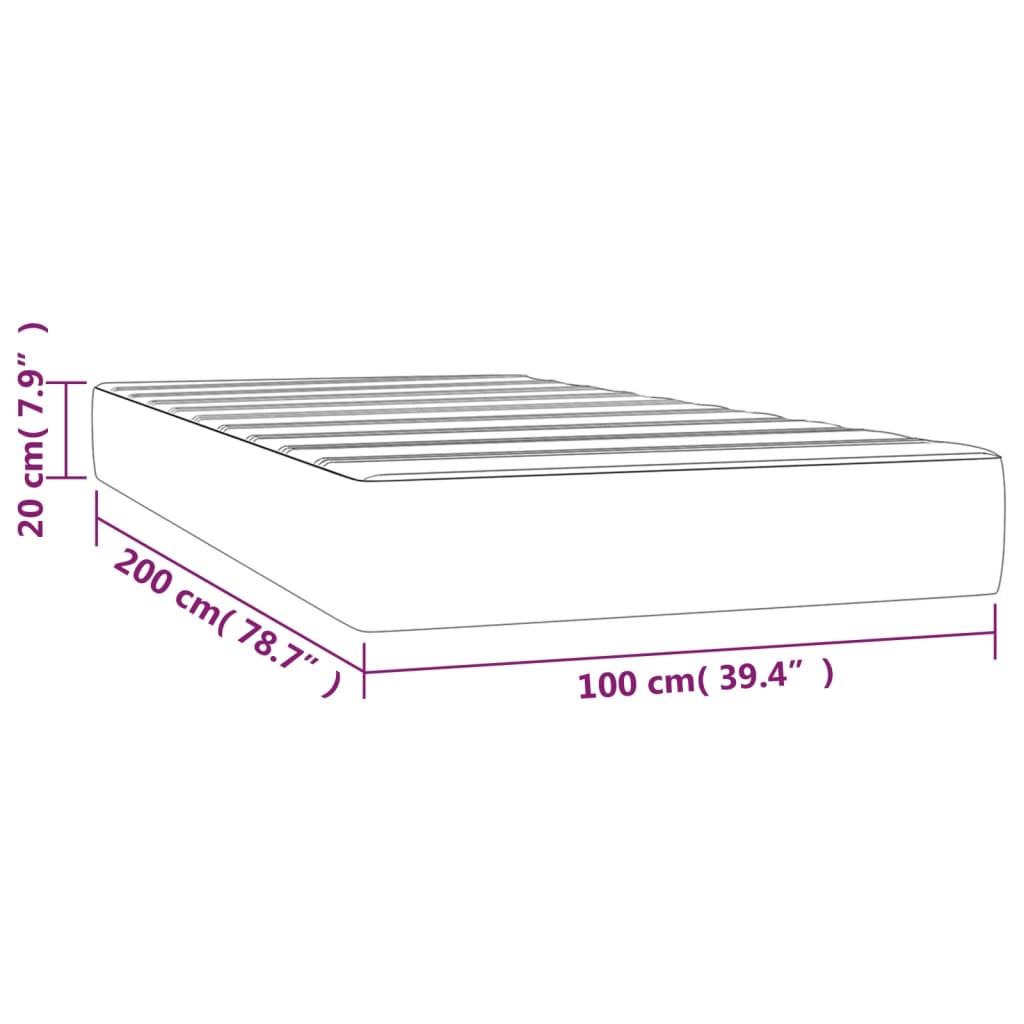 Pocket spring bed mattress Black 100x200x20 cm Velvet