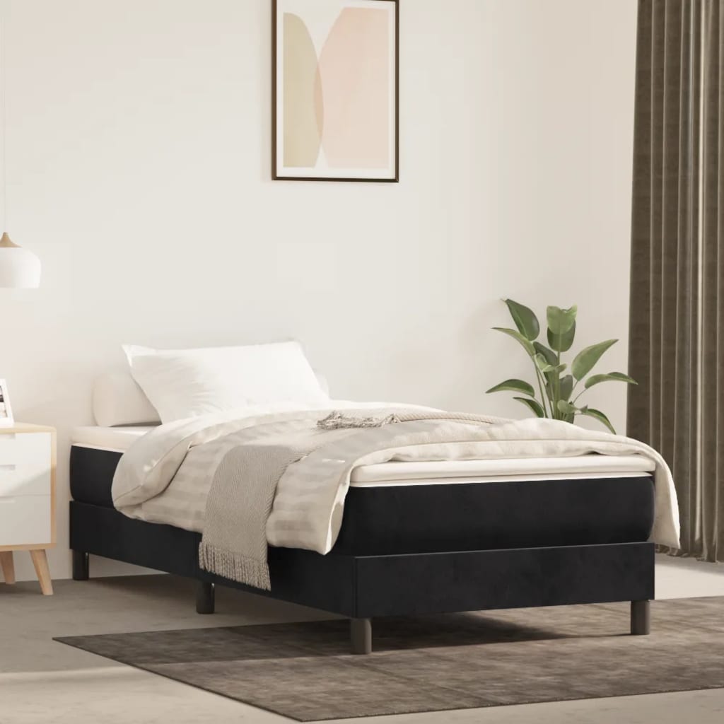 Pocket spring bed mattress Black 100x200x20 cm Velvet