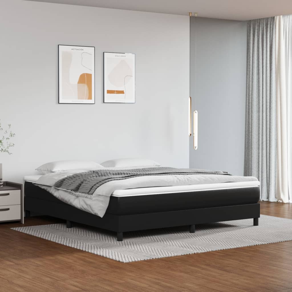 Pocket spring bed mattress Black 160x200x20cm Faux leather