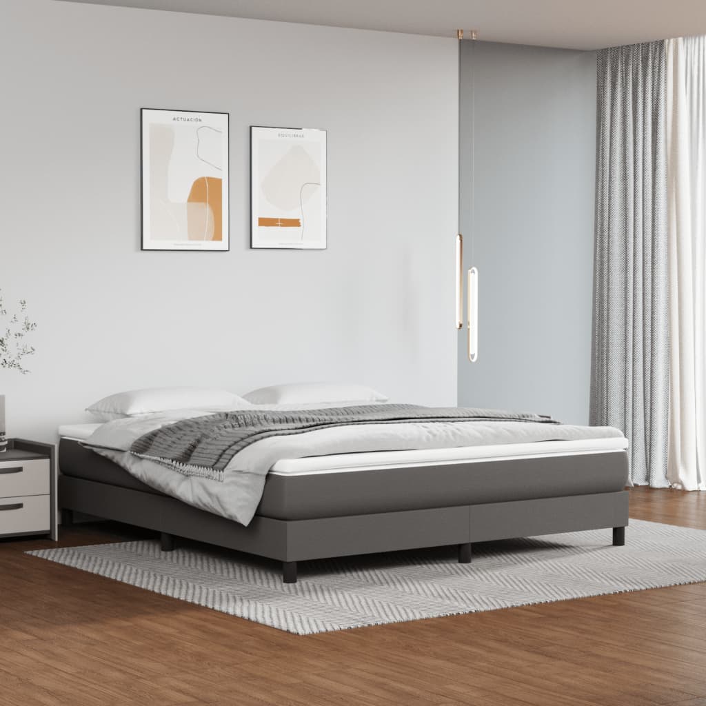 Pocket spring bed mattress Grey 160x200x20cm Faux leather