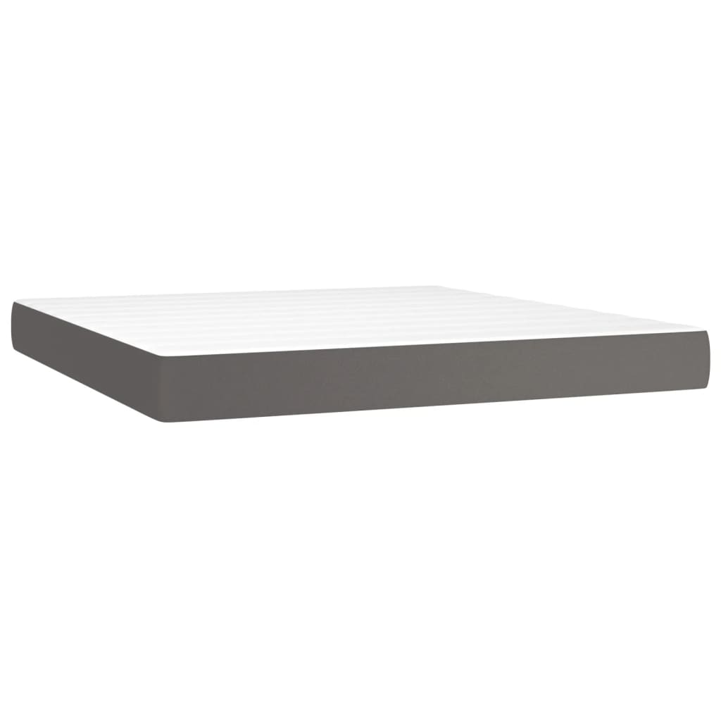 Pocket spring bed mattress Grey 180x200x20cm Faux leather