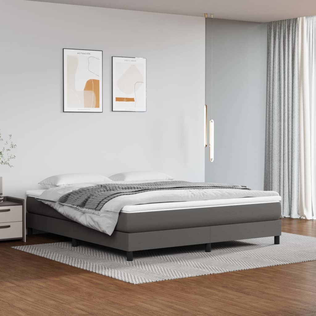 Pocket spring bed mattress Grey 180x200x20cm Faux leather