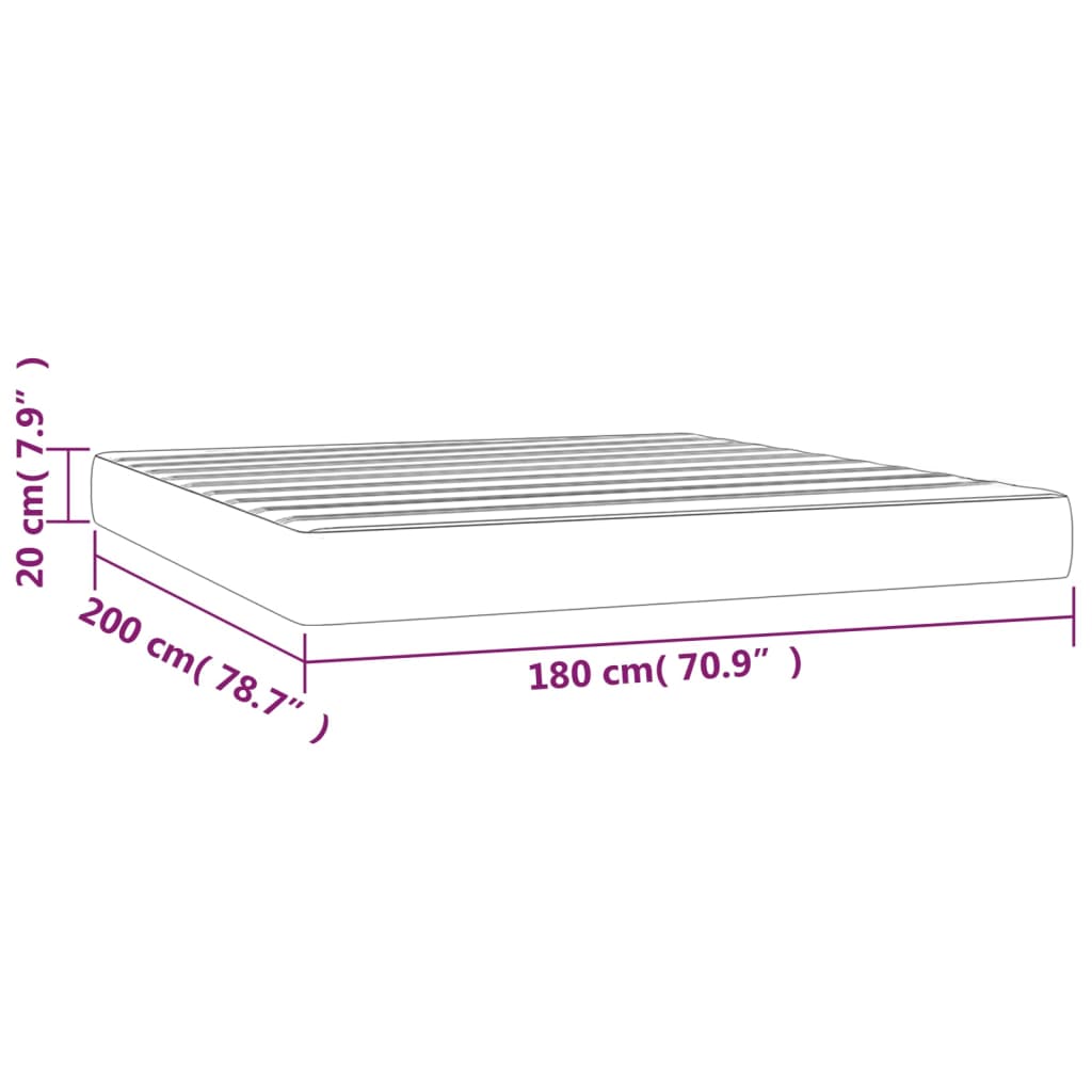 Matelas de lit à ressorts ensachés Gris clair 180x200x20 cm