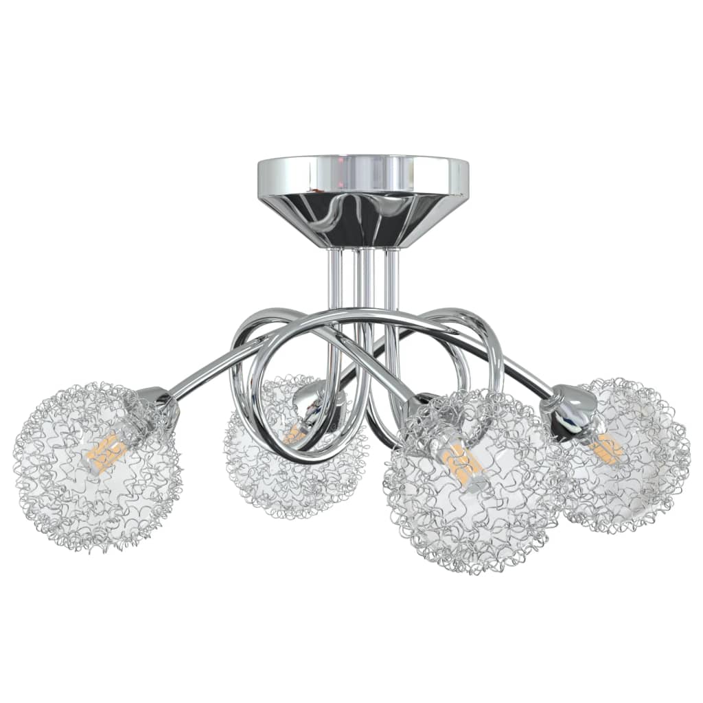 Ceiling light with metal mesh shade for 4 G9 LEDs