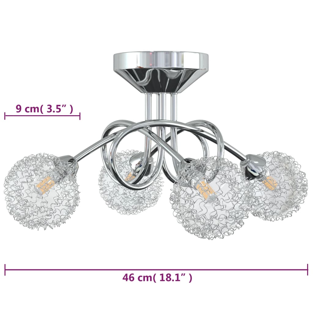 Ceiling light with metal mesh shade for 4 G9 LEDs