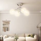 Ceiling light with metal mesh shade for 4 G9 LEDs