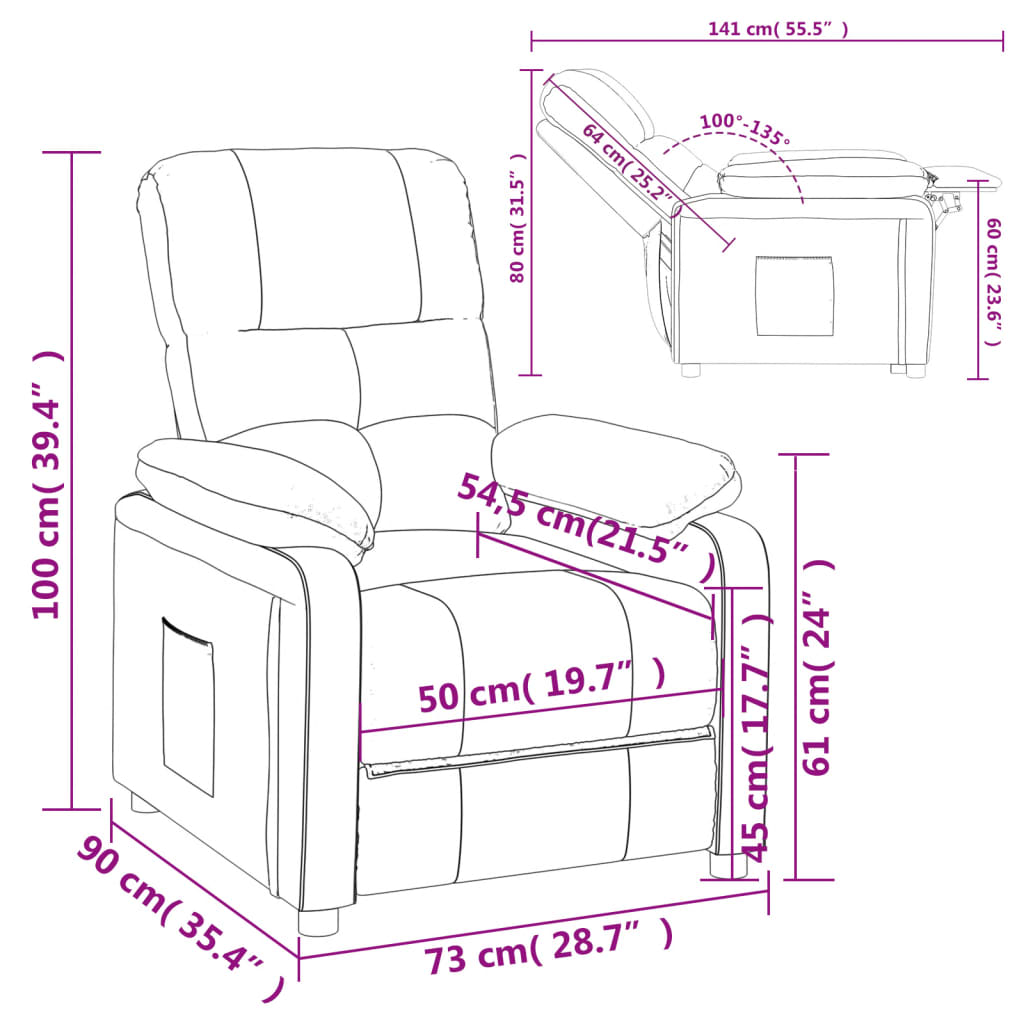 Fauteuil inclinable Vert foncé Tissu