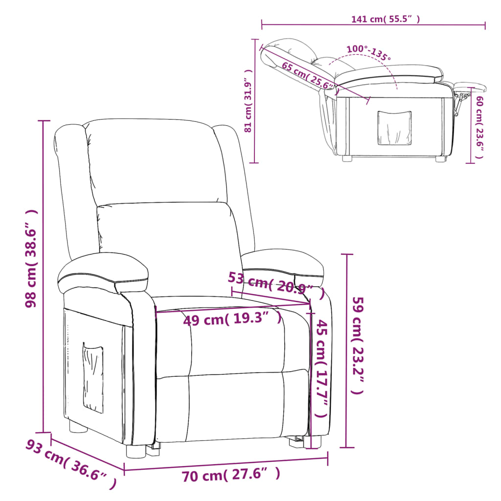 Fauteuil inclinable Gris foncé Tissu