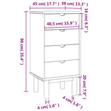 OTTA Kommode 45x39x90 cm massives Kiefernholz