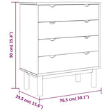 Commode OTTA 76,5x39,5x90 cm Bois de pin massif